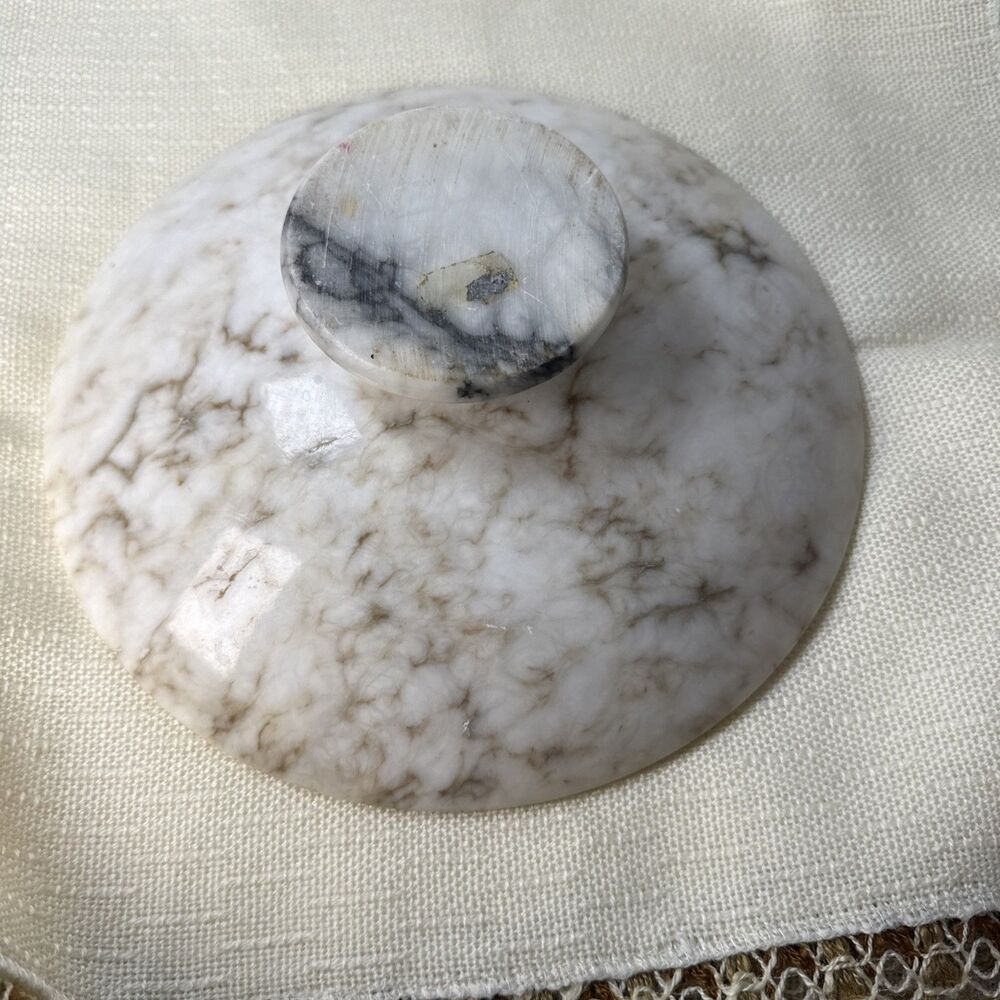 Vintage Italian Marble Pedestal Fruit Bowl Centerpiece 9.5”X 2.75” - Picture 11 of 11